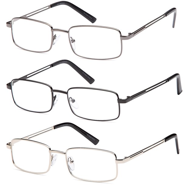 Gamma Ray Optics Stainless Steel 2.00 Reading Glasses, 3 Pair Walmart