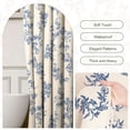 thumbnail image 2 of Sanmadrola Dark Blue Shower Curtain Floral Plant Shower Curtain Set with Tassels, Heavy Duty Faux Cotton Linen Cottagecore Boho Vintage Rustic Shower Curtains with Hooks for Bathroom Decor, 72x72 in, 2 of 8
