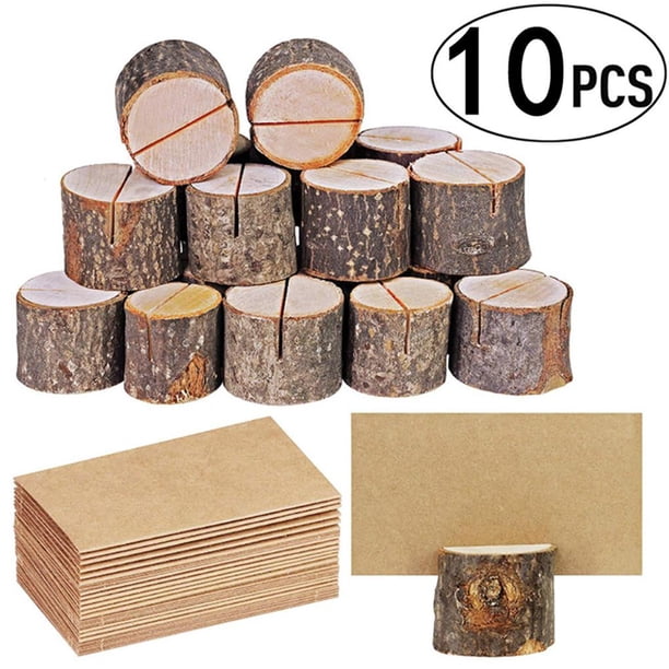 Tarjeteros De Madera Rústica Para Boda, Soporte Para Números De Mesa De Madera, Soporte Para Notas De Madera 10 Uds. Minnieouse HA021653-00