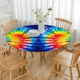 thumbnail image 3 of Colorful Tie Dye Symmetric Pattern Round Fitted Tablecloth with Elastic Edge,Dining Table Cover Waterproof,Outdoor Round Tablecloth for Camping,Dining,Indoor and Outdoor, 3 of 7