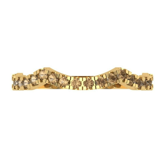 0.36 ctw Wedding Band for Women - 18K Yellow Gold Simulated Champagne Diamond Stackable Eternity Ring