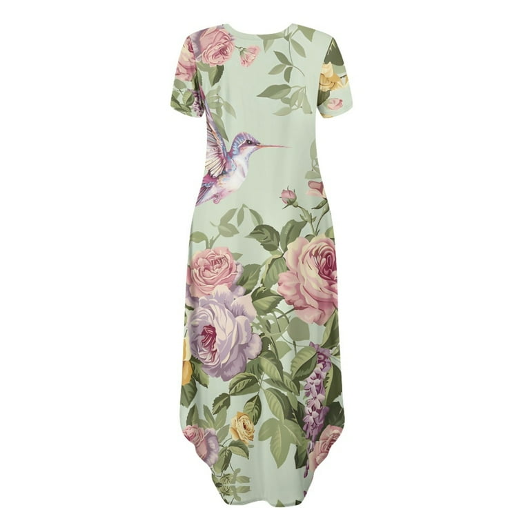 Yuyamidu Hummingbird Elegant Dresses for Women Formal Occasion Dress Plus Size 2XL Flower Long Length Dresses Casual Dress Short Sleeve Green Sexy V Neck Dress with Pockets - Walmart.com Yuyamidu Hummingbird Elegant Dresses for Women Formal Occasion Dress Plus Size 2XL Flower Long Length Dresses Casual Dress Short Sleeve Green Sexy V Neck Dress with Pockets - Walmart.com