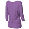 thumbnail image 2 of Thanth Womens Dolman Sleeves V-Neck Solid Shirring Drape Basic Tunic Top, 2 of 4