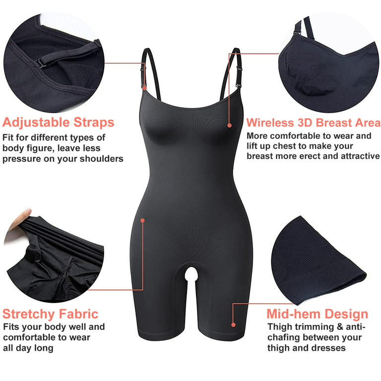 QRIC Women Full Body Shapewear Tummy Control Bodysuits Thigh Slimmer Shorts  Seamless Butt Lifter Shaper