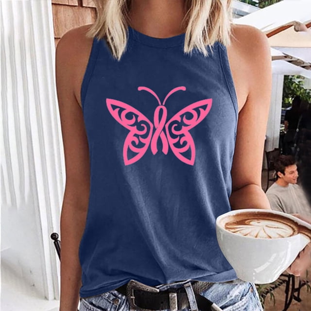 Shldybc Débardeurs pour Femmes Mode Décontractée Femmes Sans Manches Imprimé Dames Col Rond Blouses Hauts T-Shirt