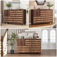 thumbnail image 3 of Leumius 55"Buffet Sideboard Cabinet Storage, Versatile Kitchen Storage Cabinet with Hand Carved Craftsmanship Featuring 2 Drawers and 3 Doors for Living Room Home Office Walnut, 3 of 9