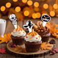 thumbnail image 5 of 6 Pcs Halloween Cake Toppers Decorations, Witch Bat Castle 3D Black Tree Spider Pumpkin Skull Head Eyeballs Skeleton Hands Tombstone for Party(B), 5 of 9