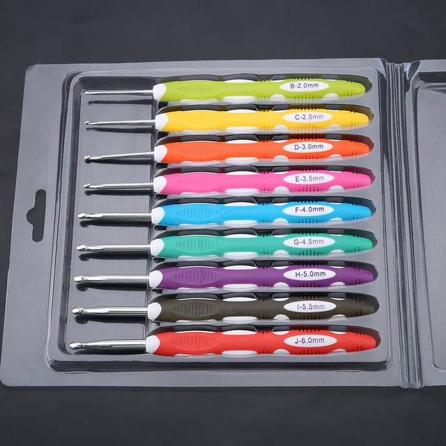 9Pcs Crochet Hooks Set Knitting Ergonomic Crochet Hook Set Crochet Hook Set Needle Tools Ergonomic Plastic Handle Aluminum Hooks