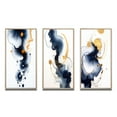 thumbnail image 2 of Designart "Suites of Distant Moods Gilded Ink Abstract I" Abstract Painting Framed Wall Art Set Of 3 - Blue Modern Frame Gallery Set For Office Decor, 2 of 6