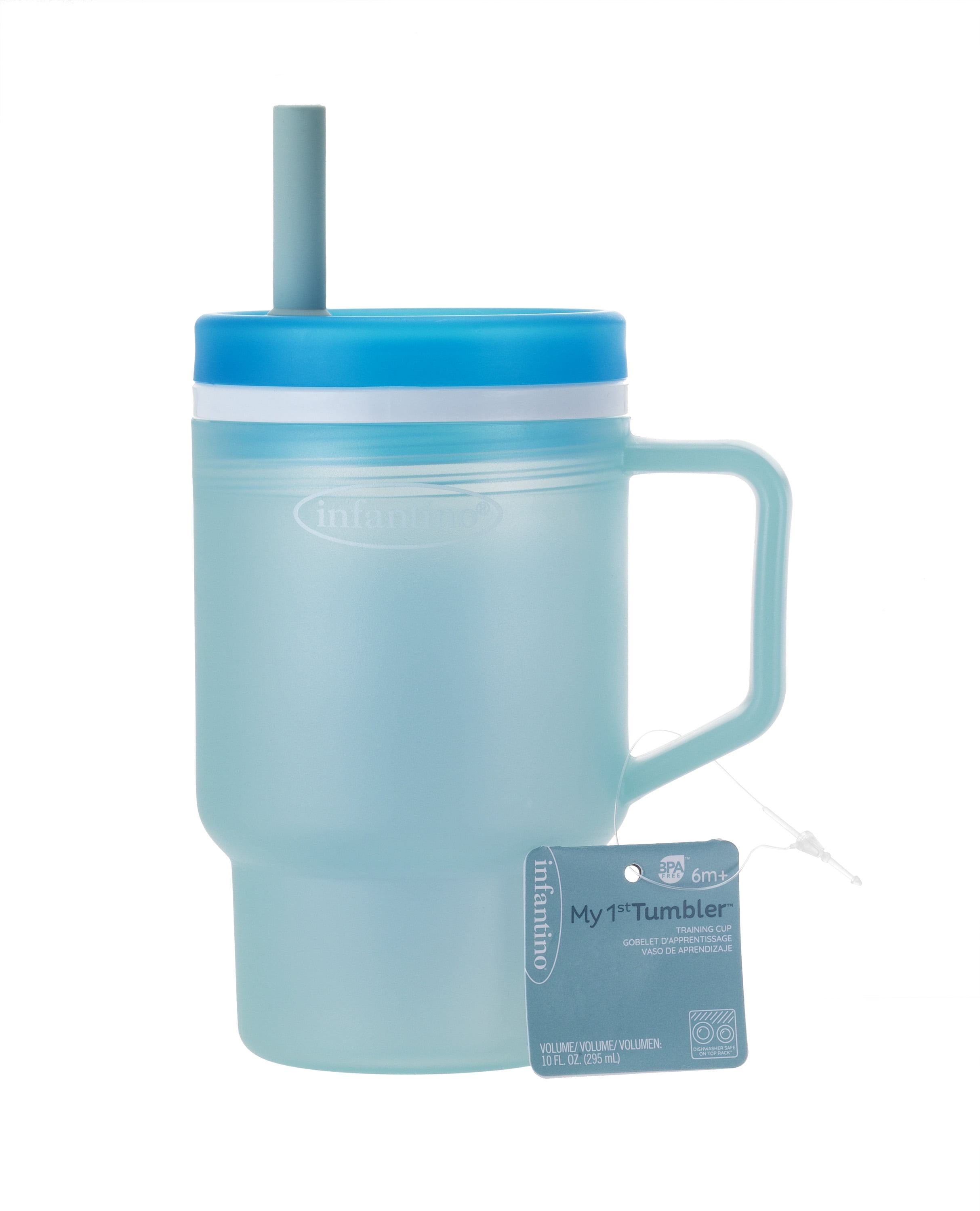 Infantino My 1st Tumbler – Adorable 10 oz. Training Cup with Toddler-Friendly Straw and Handle, Moody Blue