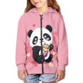 thumbnail image 3 of Hiijoy Girls Casual Hoodie Panda Graphic Full Zip Hooded Sweatshirt Long Sleeve Jacket, 3 of 5