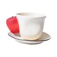 thumbnail image 3 of Juego de taza y platillo de porcelana, taza de café de cerámica creativa para café con leche y latte. Manzana, 3 of 9