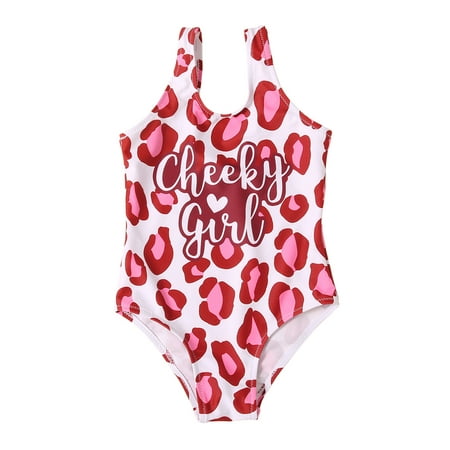 

Carolilly Sleeveless Letter Leopard Print U-shaped Neck One-piece Swimsuit