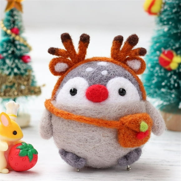 PVCS Cute Penguin Pattern Handmade DIY Poke Wool Felts Material Production Package for Kids