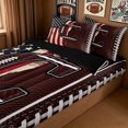 thumbnail image 3 of meiyoeat Football C Initial Zipper Twin Comforter Sets with Fitted Sheet and 2 Pillowcases for Boys, USA Flag Monogram Zipper Bedding Set, Brown Red, Black Reversible, 4pcs, 3 of 6