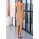 thumbnail image 2 of Vestido PRETTYGARDEN para mujer, verano 2025, con hombros descubiertos, color caqui, 2 of 9