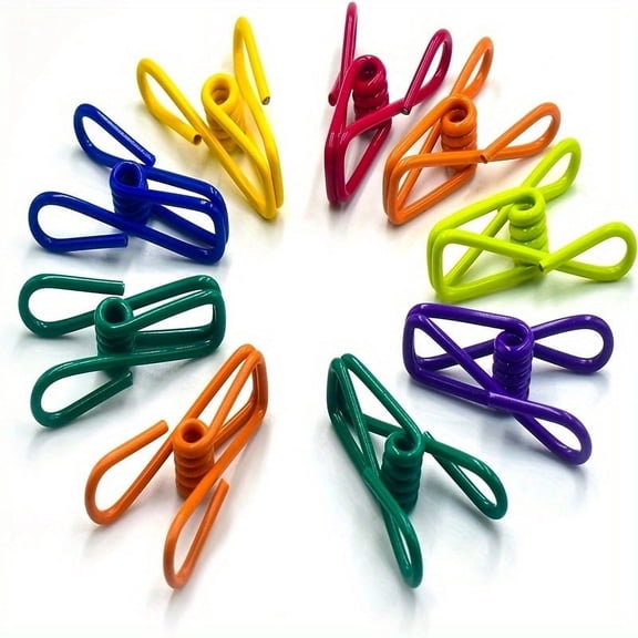 10-Pack Heavy Duty Chip Clips, PVC Coated Non Slip Bag Sealing Clips, Reusable Kitchen Food Storage Clips for Snack Bags, Bread Bags, Pantry Organization and Home Use