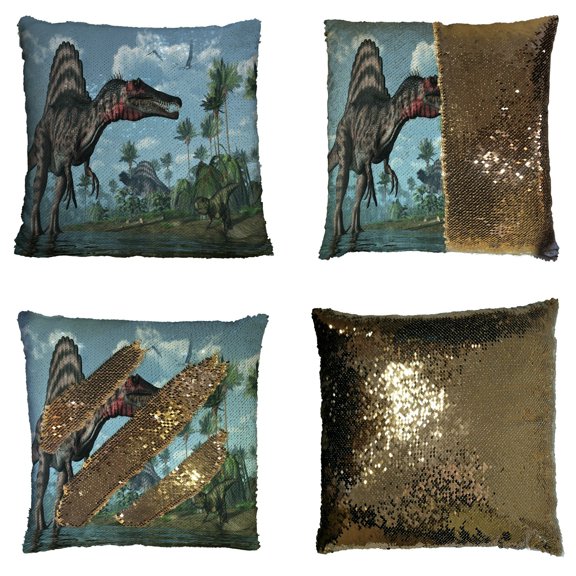 ECZJNT Dinosaurs Spinosauruses Psittacosaurus Dorygnathuses In Flight Pillow Case Home Decor Cushion Cover 16x16 Inch