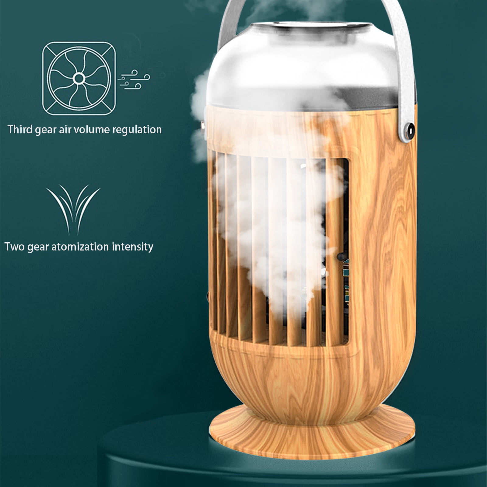 LACKUST 3-Speed LED USB Conditioner,Portable Air Conditioners Fan,Small Portable Room Air Conditioner Coolers for Room Living Room,Wood Grain Color