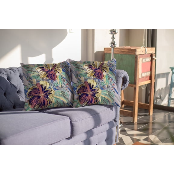 18†Terracotta Hibiscus Suede Decorative Throw Pillow