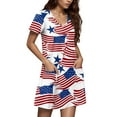 thumbnail image 2 of Tshirt Dress, American Flag Casual T Shirt Dress With Pockets 4Th Of July V Neck Short Sleeve Boho Sundress Womens Shoes Low Heel Cute Dress Halter For Women Dresses Cocktail (XL, Watermelon Red), 2 of 4