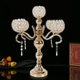 thumbnail image 4 of Miumaeov Gold Crystal Beaded Tealight Wedding Candle Holder - 17" Dia x 21" Tall, 4 of 17