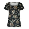 thumbnail image 4 of IROINNID Going Out Tops For Women Fashion Printed Casual Round-Neck Short Sleeve Loose Tops, 4 of 5