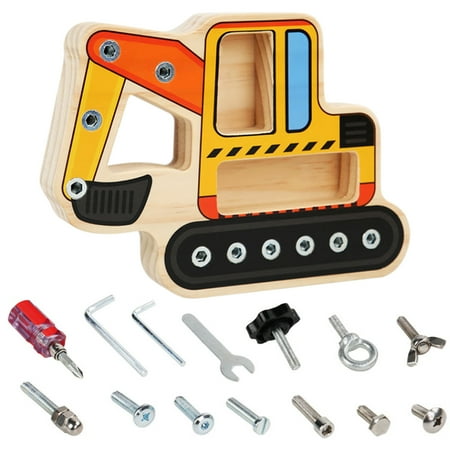 

CIVG Montessori Toy Screwdriver Set Wooden Screwdriver Board Toys Fun Excavator Busy Screwdriver Set Educational Sensory Toy Gift for Toddlers Kids