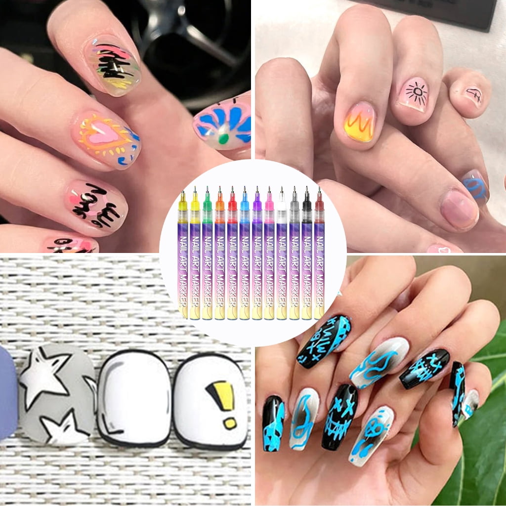 12 Colors Nail Art Pens Nail Polishing Pens Set Waterproof Nail Varnish Pens Quick