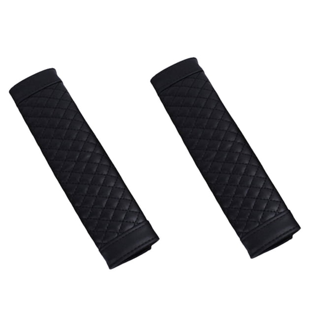 Xiao Hua 1 par de fundas protectoras para cinturón de seguridad de coche, de piel sintética, color negro