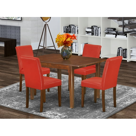East West Furniture Dining Room Set Mahogany, NOAB5-MAH-72