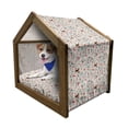 thumbnail image 1 of Christmas Pet House, Vintage Xmas Theme Hearts Jingle Bells Deer Floral Details, Outdoor & Indoor Portable Dog Kennel with Pillow and Cover, 5 Sizes, Petrol Blue Brown, by Ambesonne, 1 of 5