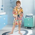 thumbnail image 5 of FORMRS Niños Bathrobe Unisex Hooded Robe Soft Plush Pajamas Sleepwear, Size 10-12T, Art Geometric, 5 of 7