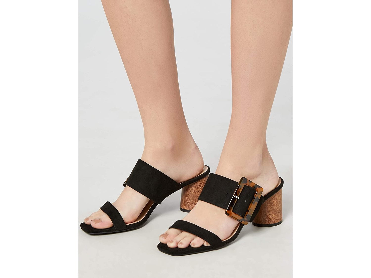 buckle block heel sandal