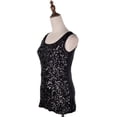 thumbnail image 4 of Anna-Kaci Womens Sparkle & Shine Glitter Sequin Embellished Sleeveless Round Neck Tank Top Medium Black, 4 of 6