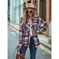 thumbnail image 6 of Women'S Plaid Shirts Long Sleeves Button Down Peplum Babydoll Jacket Oversized Casual Pocket Blouses Tops Orange XL, 6 of 10