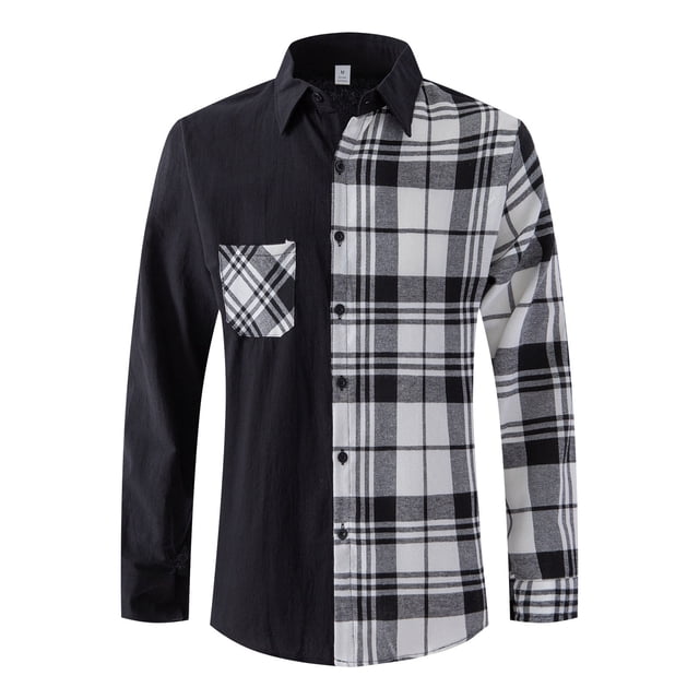 Blusa y camisa de manga larga con cuello vuelto para hombre, estilo casual, a la moda, con solapa y botones, de poliéster