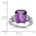 thumbnail image 2 of White Sterling Silver Ring Band Gemstone Amethyst Octagon Emerald Purple Diamond, 2 of 2