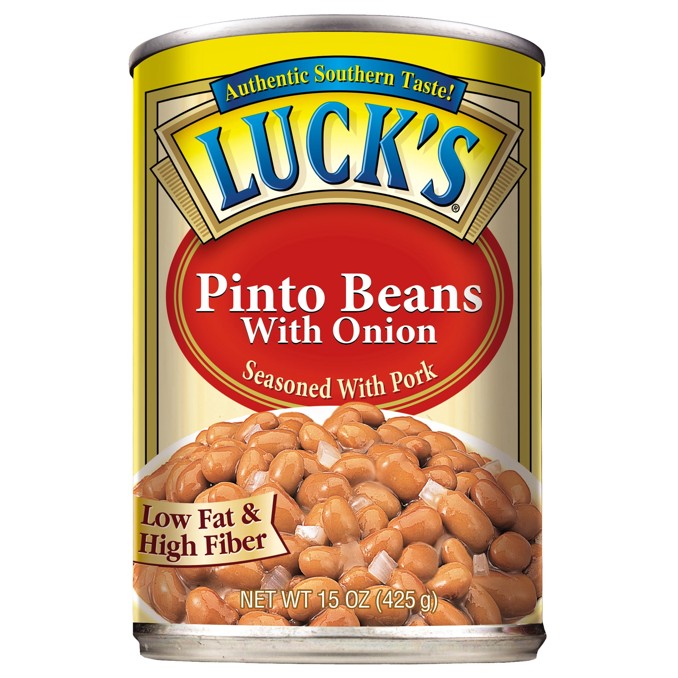 (8 pack) Luck's Pinto Beans with Onion, Seasoned with Pork, 15oz Can