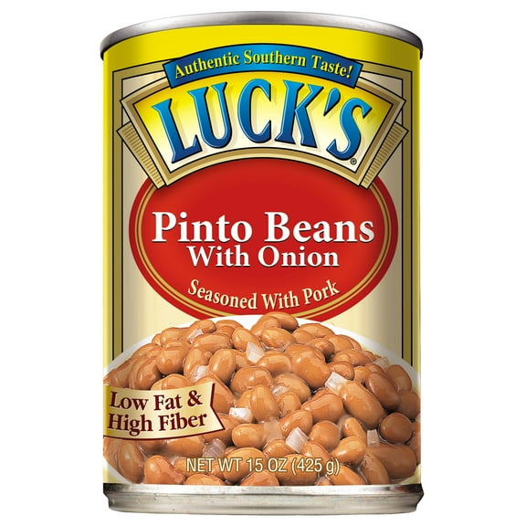 Luck's Pinto Beans with Onion, Seasoned with Pork, 15oz Can