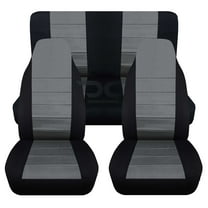D4S-5-Designcovers Compatible with 1987-1995 Jeep Wrangler YJ 2door Two-Tone Seat Covers:Black and Charcoal- Full Set Front&Rear