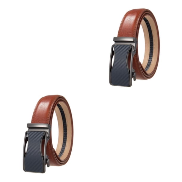 Sonducket Cinturón de piel All Trend Match con hebilla automática - Aspecto prolijo y sin hilos sueltos Sin rebabas Hombre Azul Carbon Grain 60 Grano de carbono azul 60 RojoMarrón+Amarillo 2Conjunto