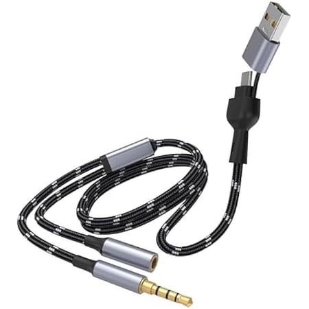 USB Type C to 3.5mm Female Headphone Jack Adapter, 4IN1 USB to Aux Audio Dongle Cable Cord Compatible with iPhone 16 Pro Max/15 Pro/15, Samsung Galaxy S24/S23/S22 Ultra, iPad Pro, Pixel 9/8 3.3FT
