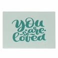 thumbnail image 1 of Saying Cutting Board, You Are So Loved Text Handwritten Lettering Romantic Valentines Day Theme, Decorative Tempered Glass Cutting and Serving Board, Small Size, Turquoise and White, by Ambesonne, 1 of 1