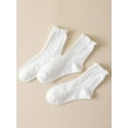 thumbnail image 2 of CoCozhu Women's 3 Pairs Cable Knit Casual Crew Socks Stretchy Solid Simple Socks, 2 of 4