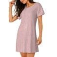 thumbnail image 2 of Pofeuu Stripes Print Women's Loose Fit Short Sleeve Nightgown, Comfortable Sleep Dress for Women, Casual Lounge Sleepwear, Soft Cotton Sleep Dress, 2 of 6