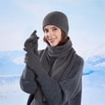 thumbnail image 2 of QASIEATN Women's Cozy Warmer Set Womens Winter Knit Warm Hat Beanie Long Scarf Screen Gloves Set Caps Neck Scarves for Women Fall Fashion Accessories, 2 of 4