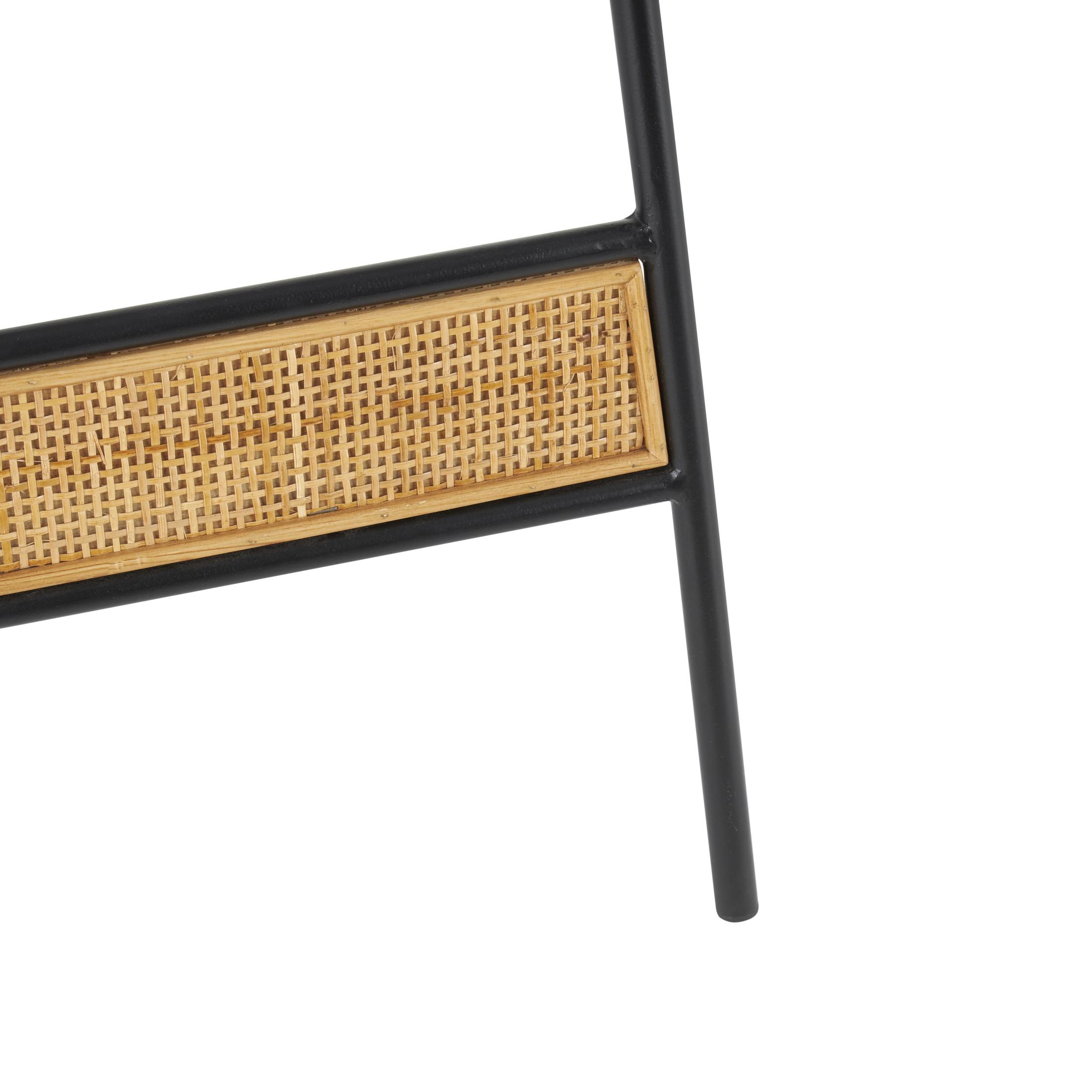 DecMode 19" x 58" Black Metal Floor 2 Tier Easel with Wood Accents, 1-Piece