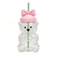thumbnail image 1 of Vaso de Cristal con Forma de Oso y Moño Rosa Incluye Tapa y Pajita de 20oz Ideal para Café Té Helado y Cócteles Seguro para Lavavajillas, 1 of 5