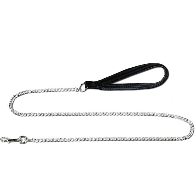 Laisse de Chaîne pour Chiens, Chromée, Robuste, avec Poignée Rembourrée Douce, Antirouille, Adaptée à l'Entraînement à la Laisse